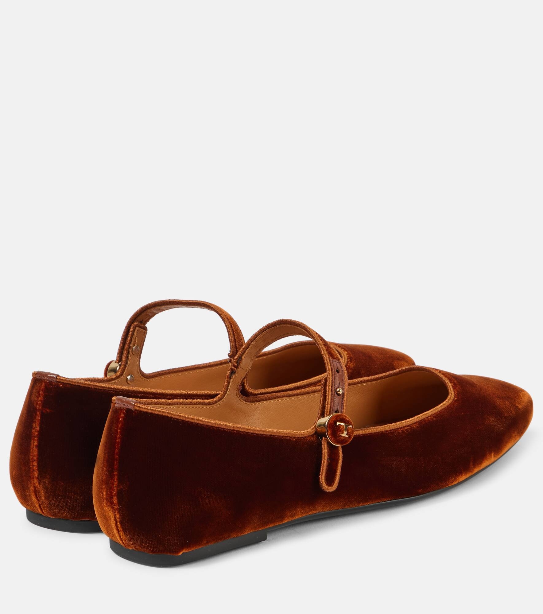 Velvet Mary Jane flats - 2