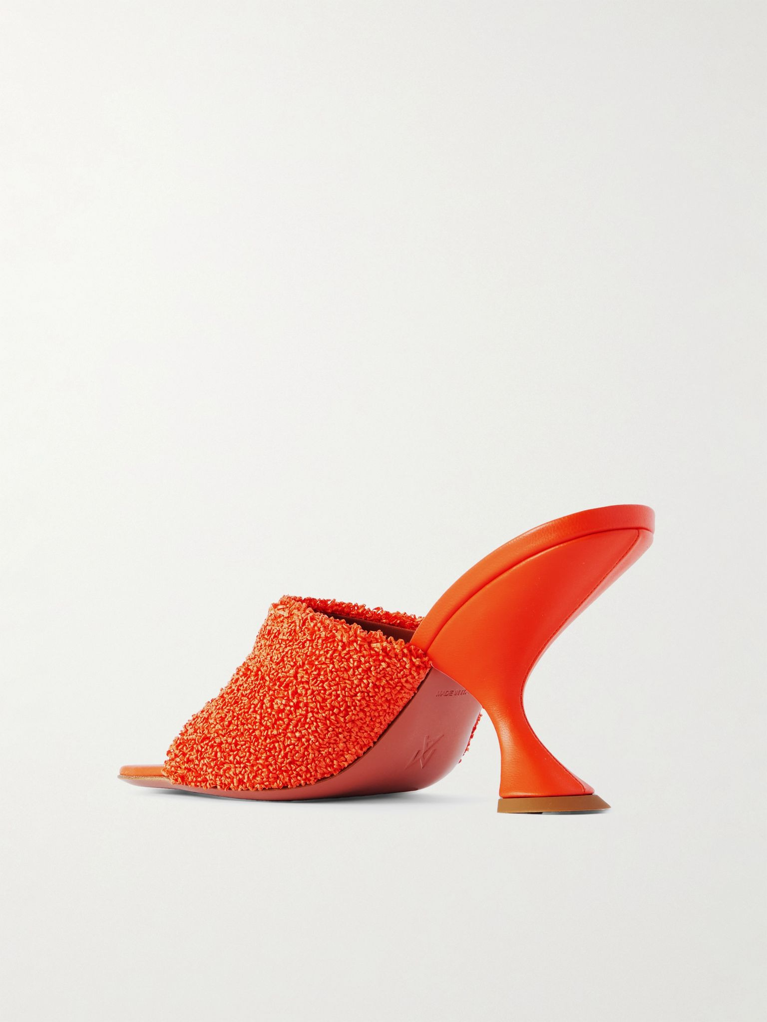 Taylor leather-trimmed raffia mules Orange - 3