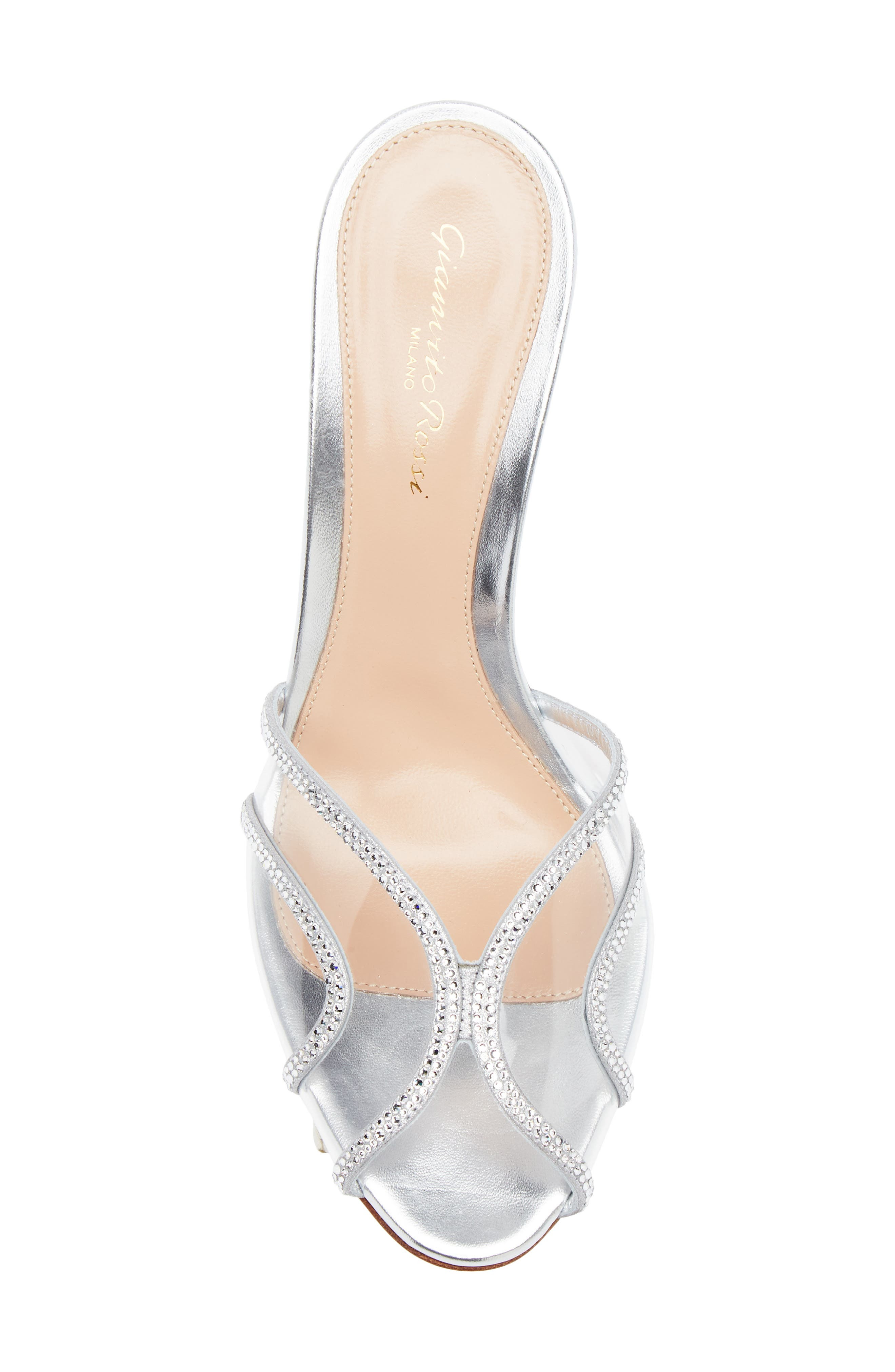 Gianvito Rossi Crystal Sandal in Silver Trasp Silver at Nordstrom - 5