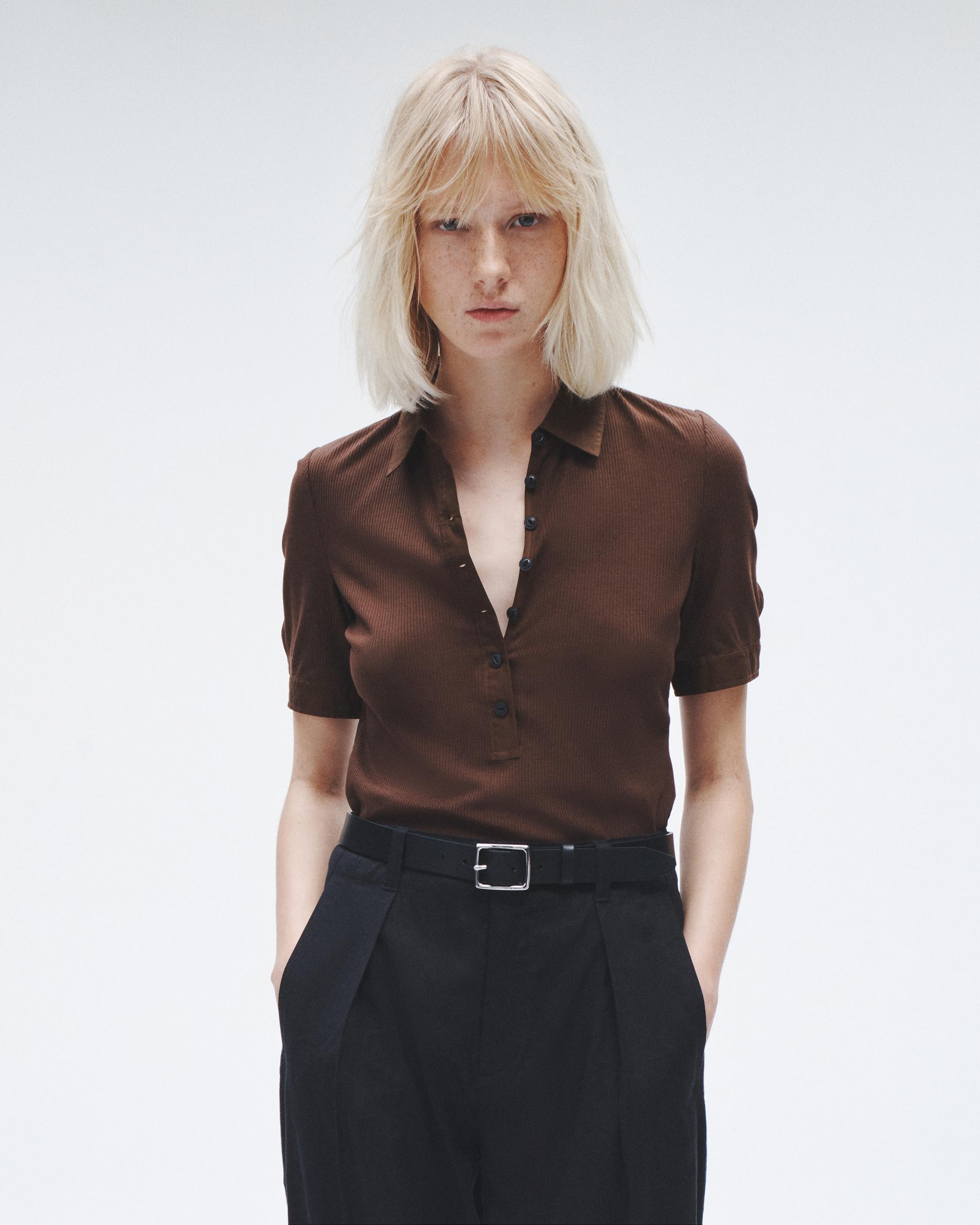 Ribbed Mixed Media Polo - 2