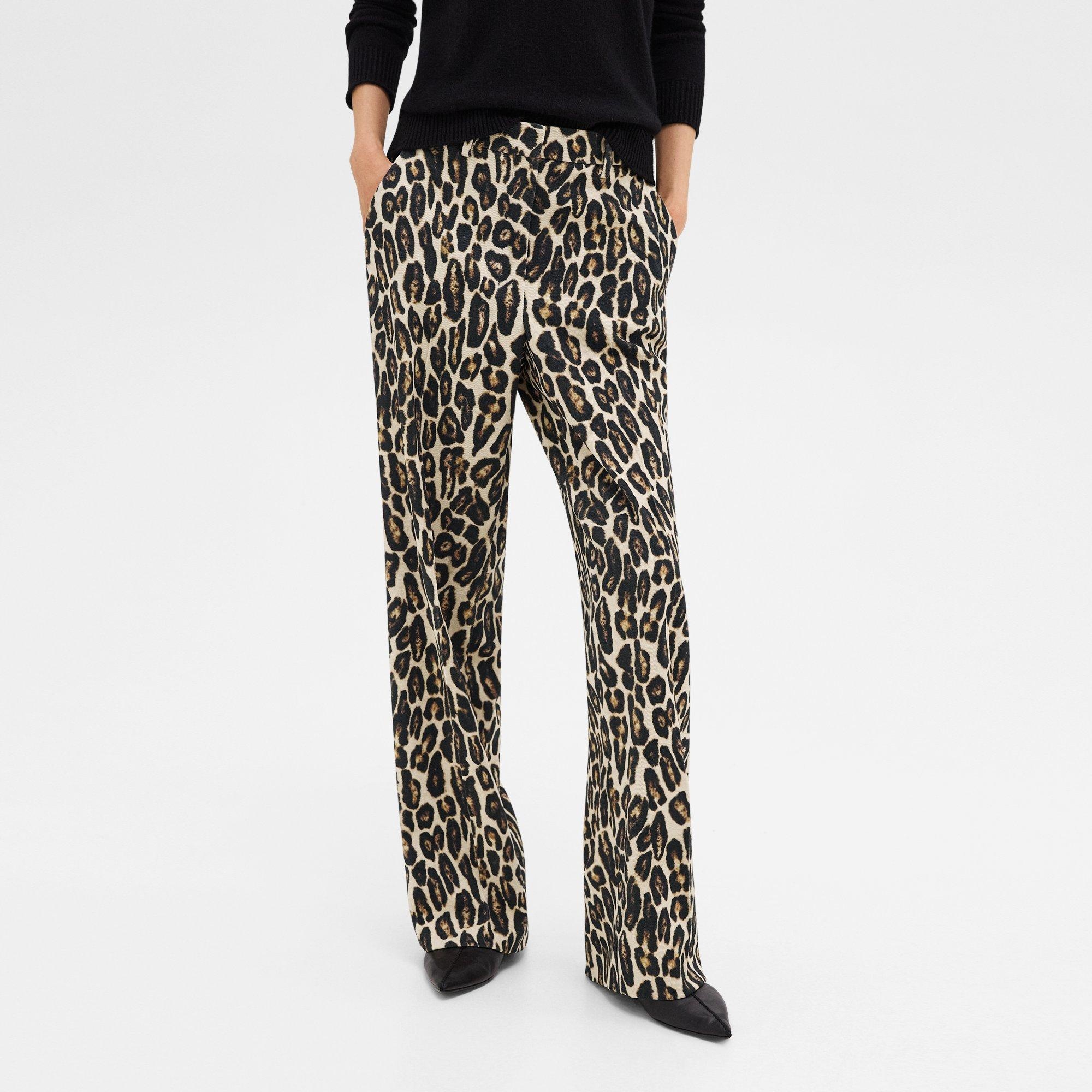 Relaxed Straight Pant  in Stretch Leopard Wool - 5