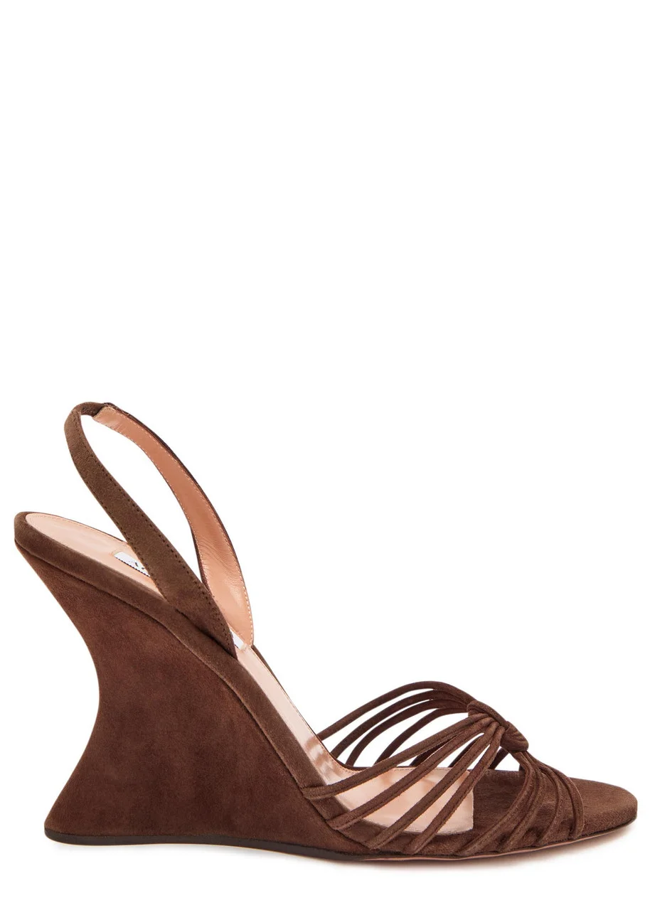 Aquazzura Serenity 95 Suede Wedge Sandals - 1