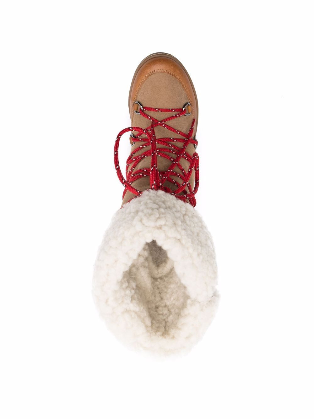 shearling-trim lace-up boots - 4