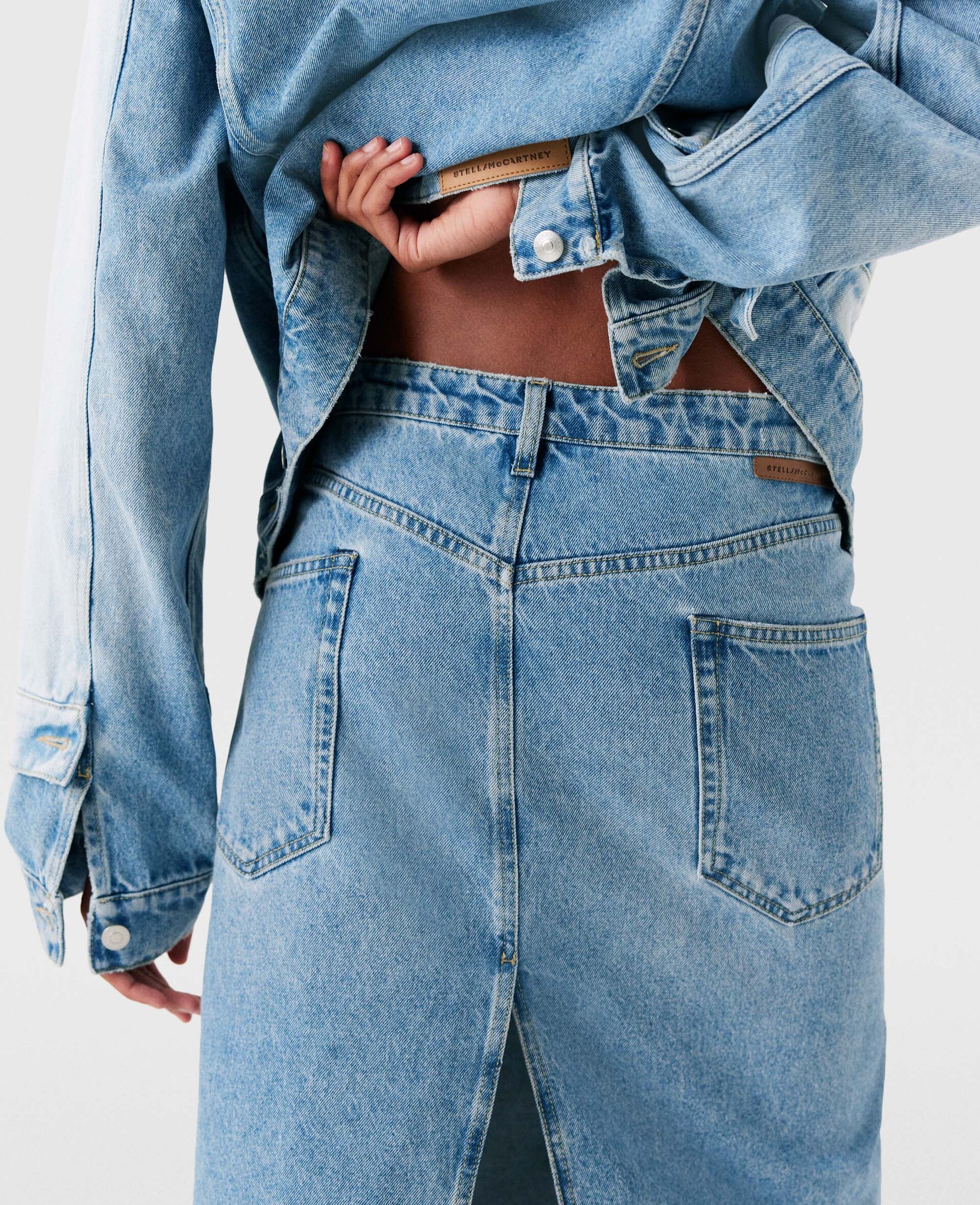 Contrast Panel Denim Skirt - 5
