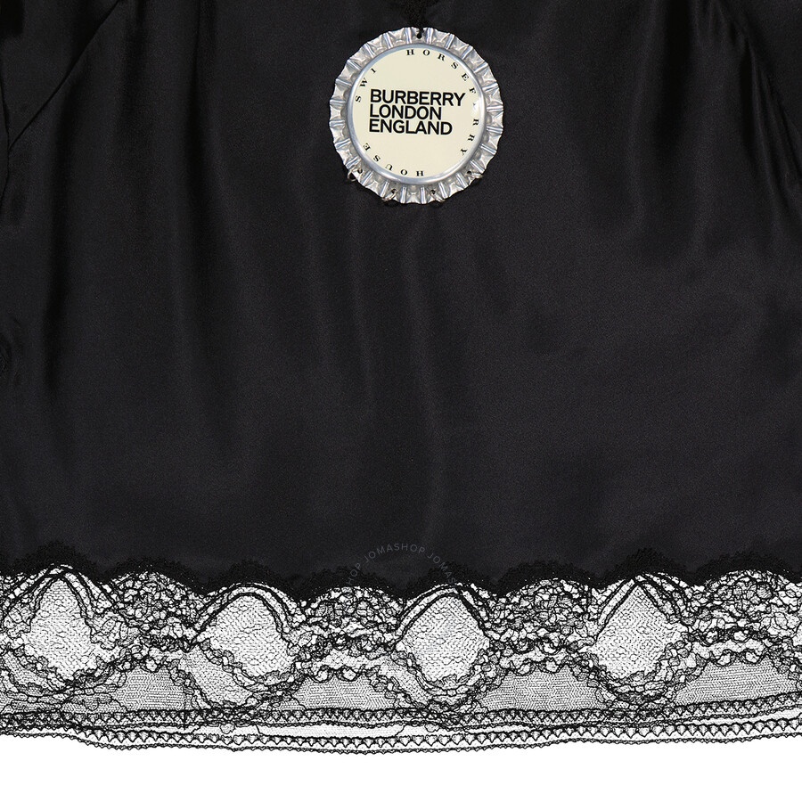 Open Box - Burberry Black Satin And Lace Camisole With Bottle Cap Detail, Brand Size 2 (US Size 0) - 7
