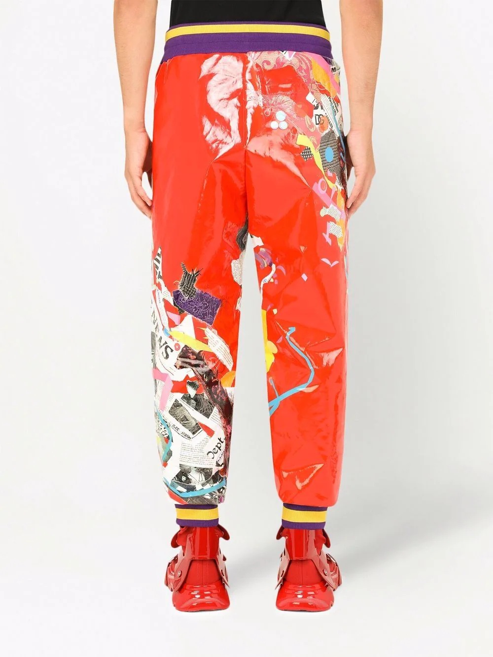 patchwork-print track trousers - 4