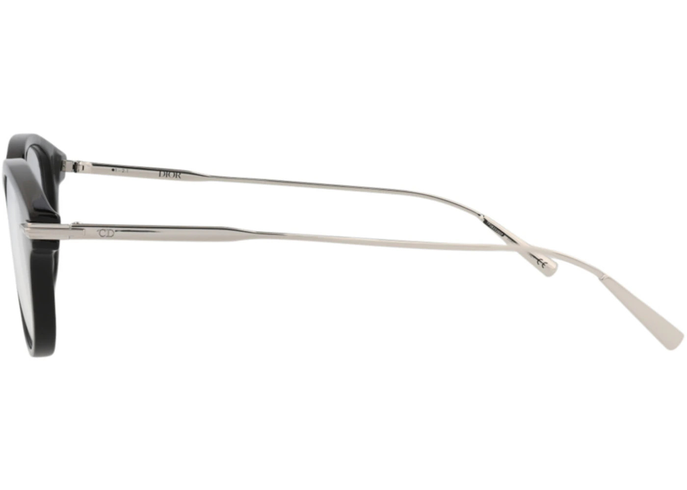 Dior Round-Frame Acetate Optical Frames Black Silver Transparent (DM50030I-49-001) - 3