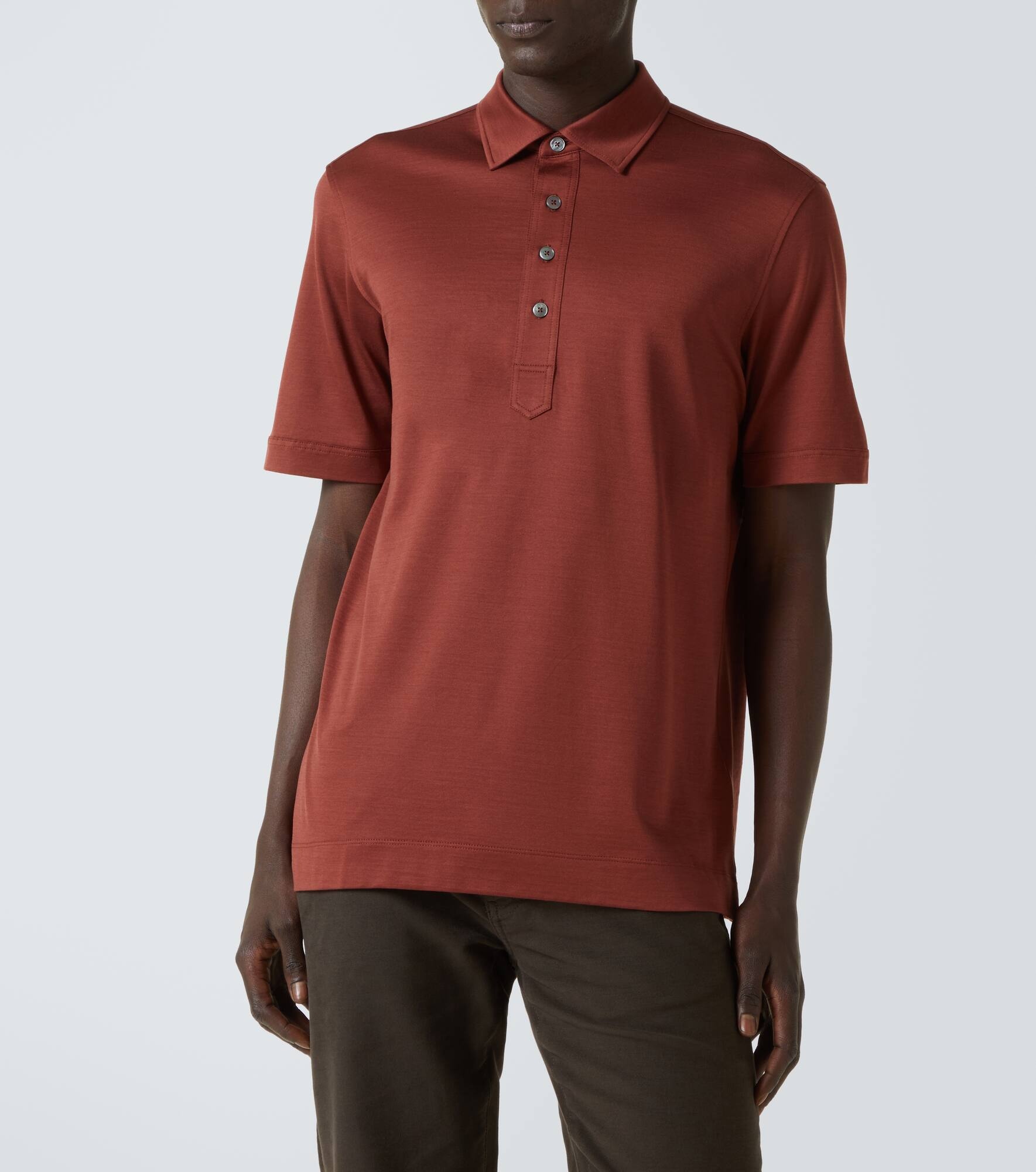 Silk and cotton polo shirt - 3