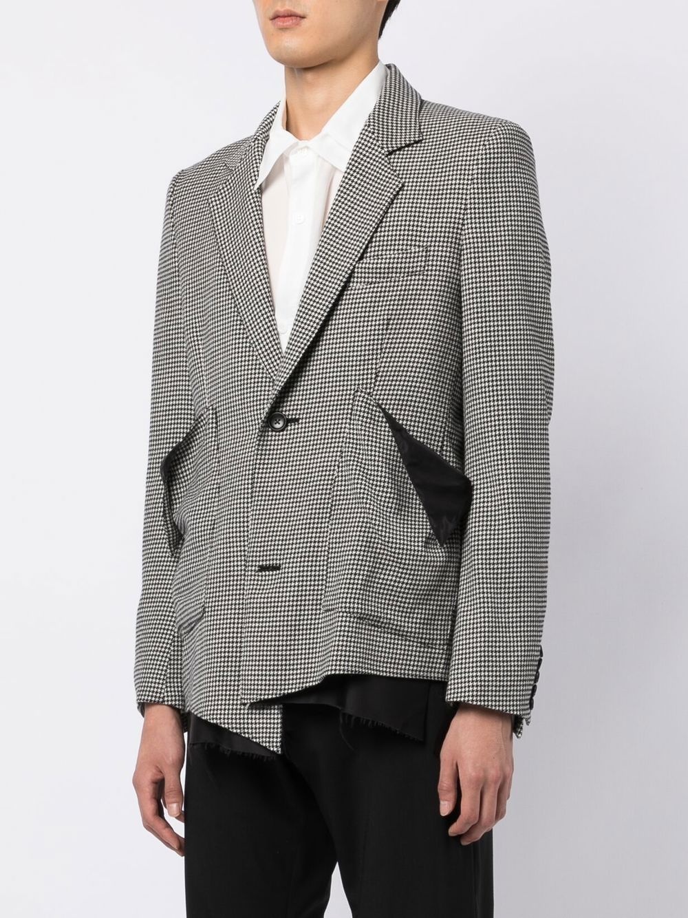 raw-cut asymmetric houndstooth blazer - 2