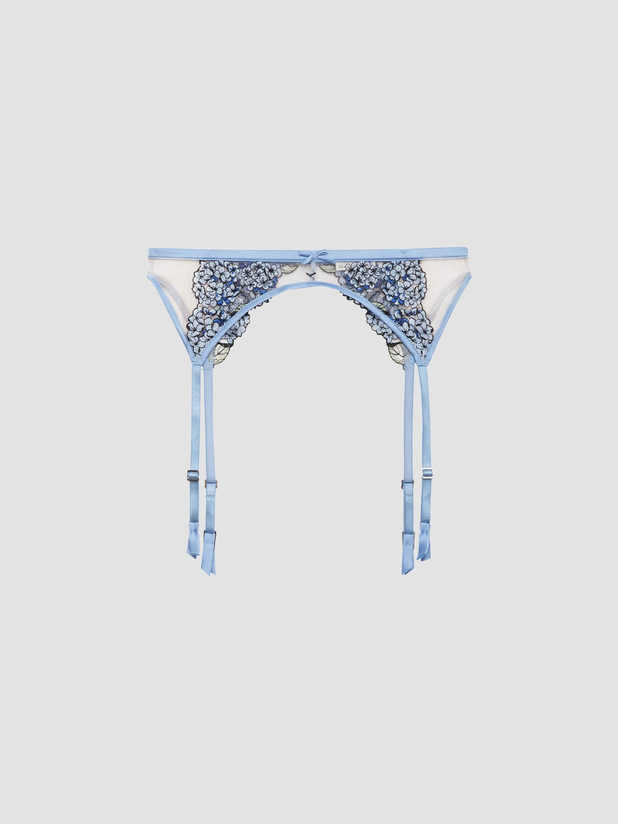 Women's Hydrangea Embroidery Garter Belt - Petal Blue - 1