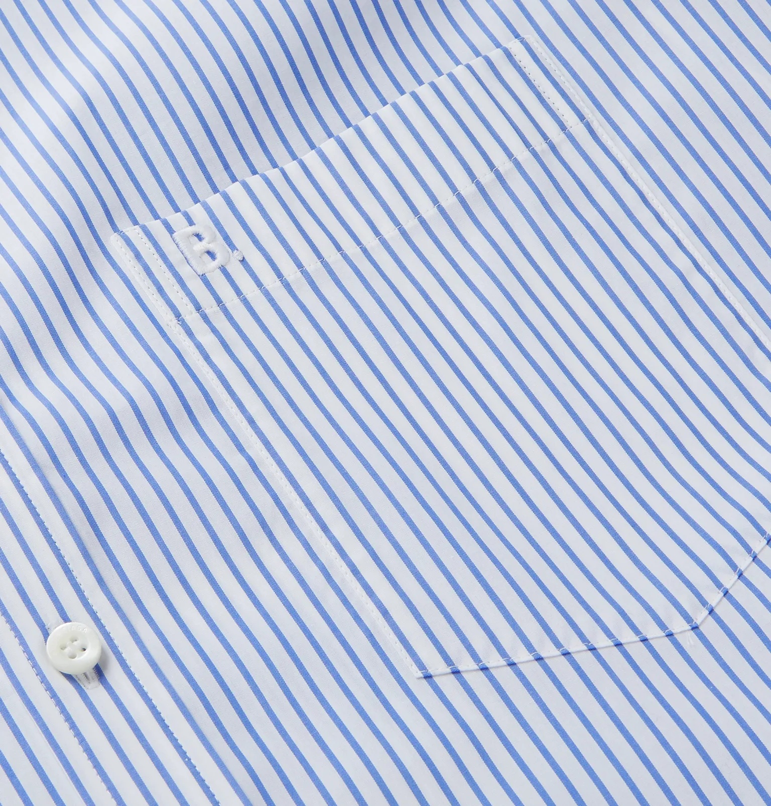 Oversized Button-Down Collar Logo-Print Striped Cotton Shirt - 3