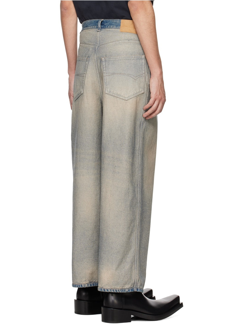 Beige & Indigo Faded Jeans 3