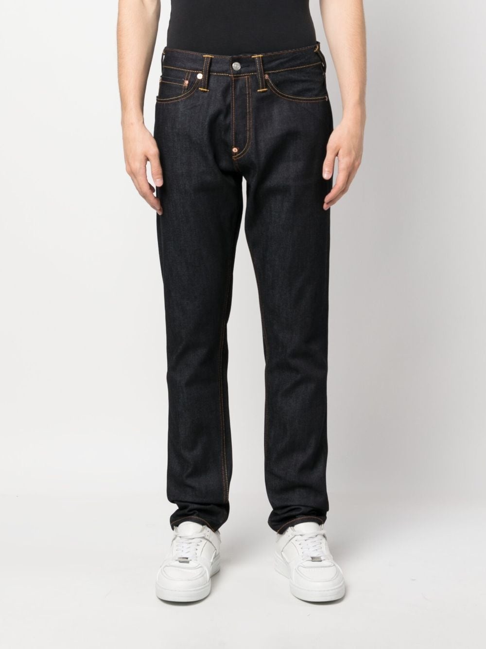 logo-print tapered jeans - 3