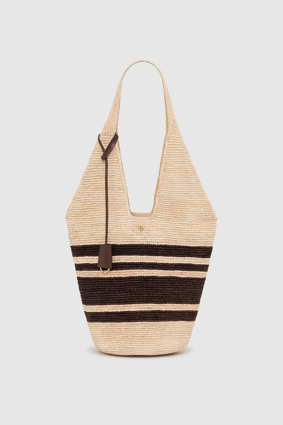 Leah Stripes Hobo Raffia - Natural and Brown Stripe - 1