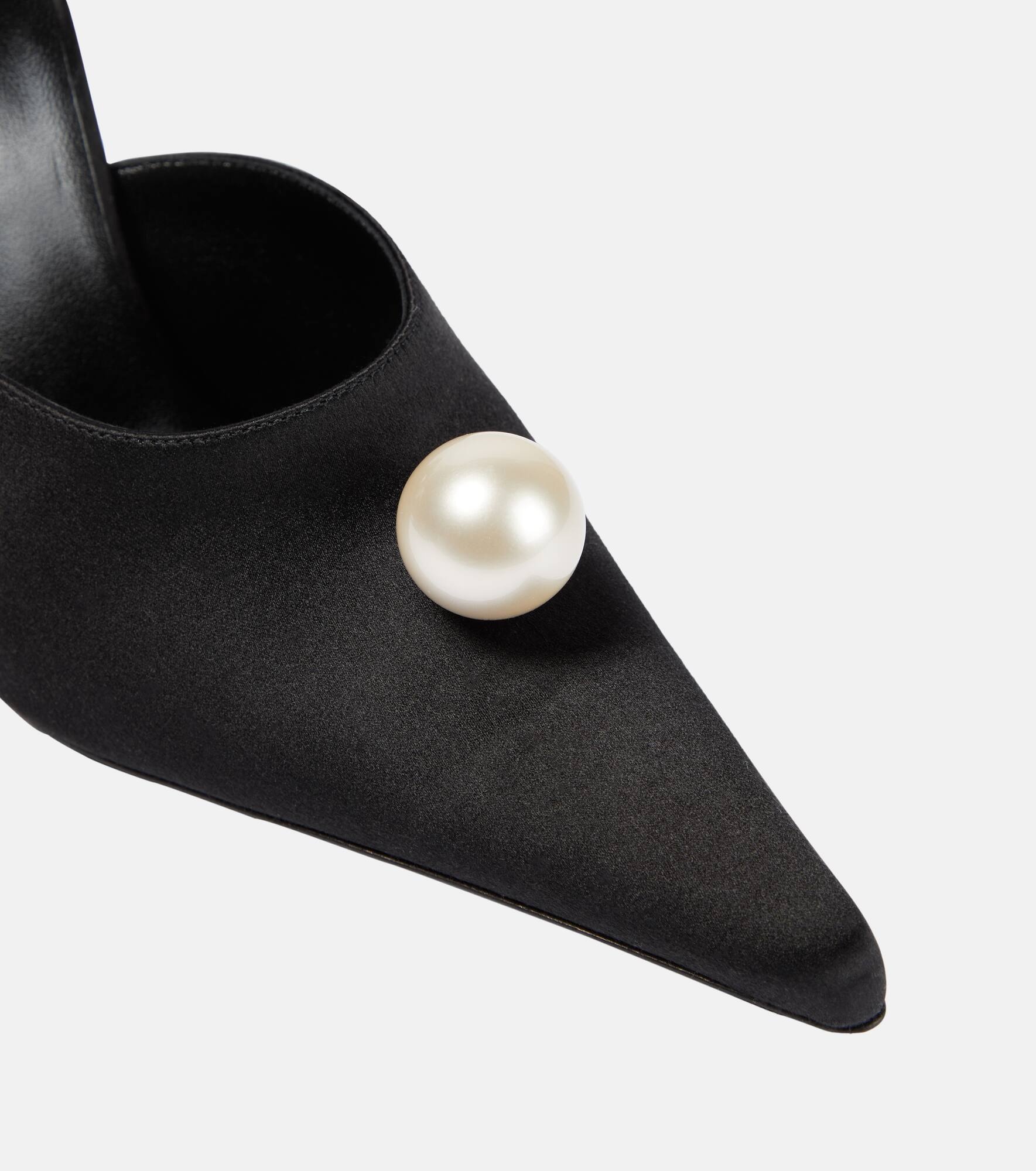 Appliqué embellished satin mules - 5