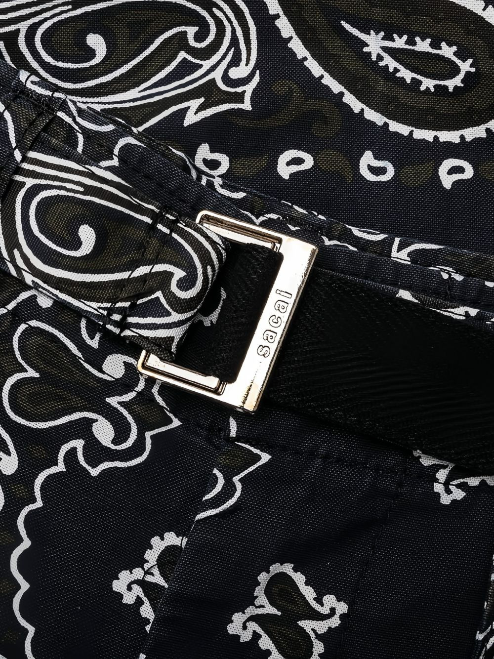 bandana-print belted trousers - 4