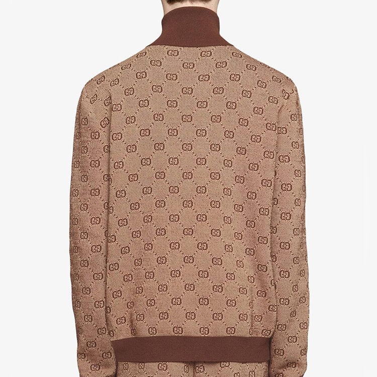 Gucci Jacquard Knit Pilot Jacket Coat Male Brown 572636-XKAKV-2094 - 3