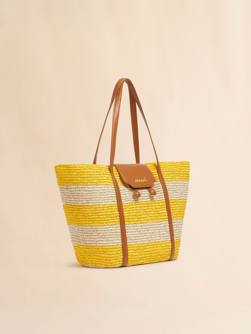 MEDIUM YELLOW STRIPE RAFFIA-EFFECT TRUNKAROO BEACH BAG - 6