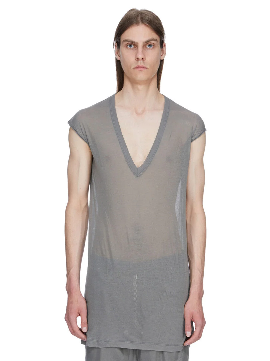 deep V-neck sleeveless T-shirt - 1