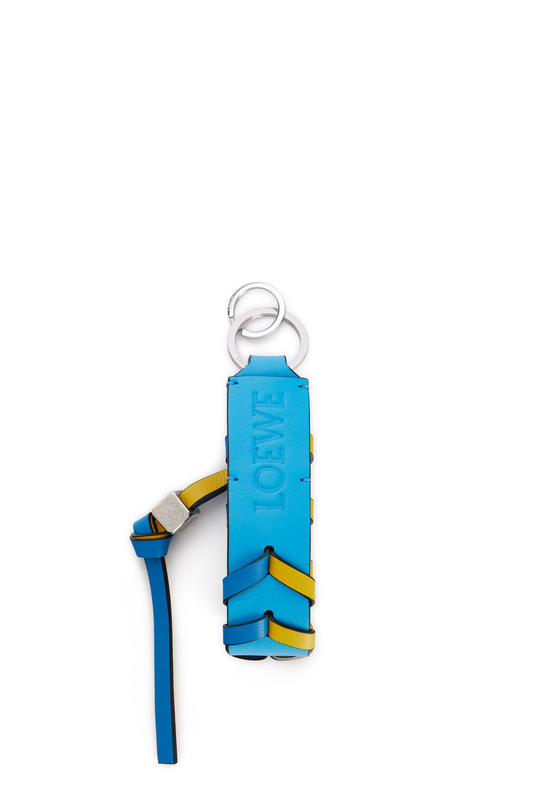 Braided strap keyring in calfskin and brass - 2