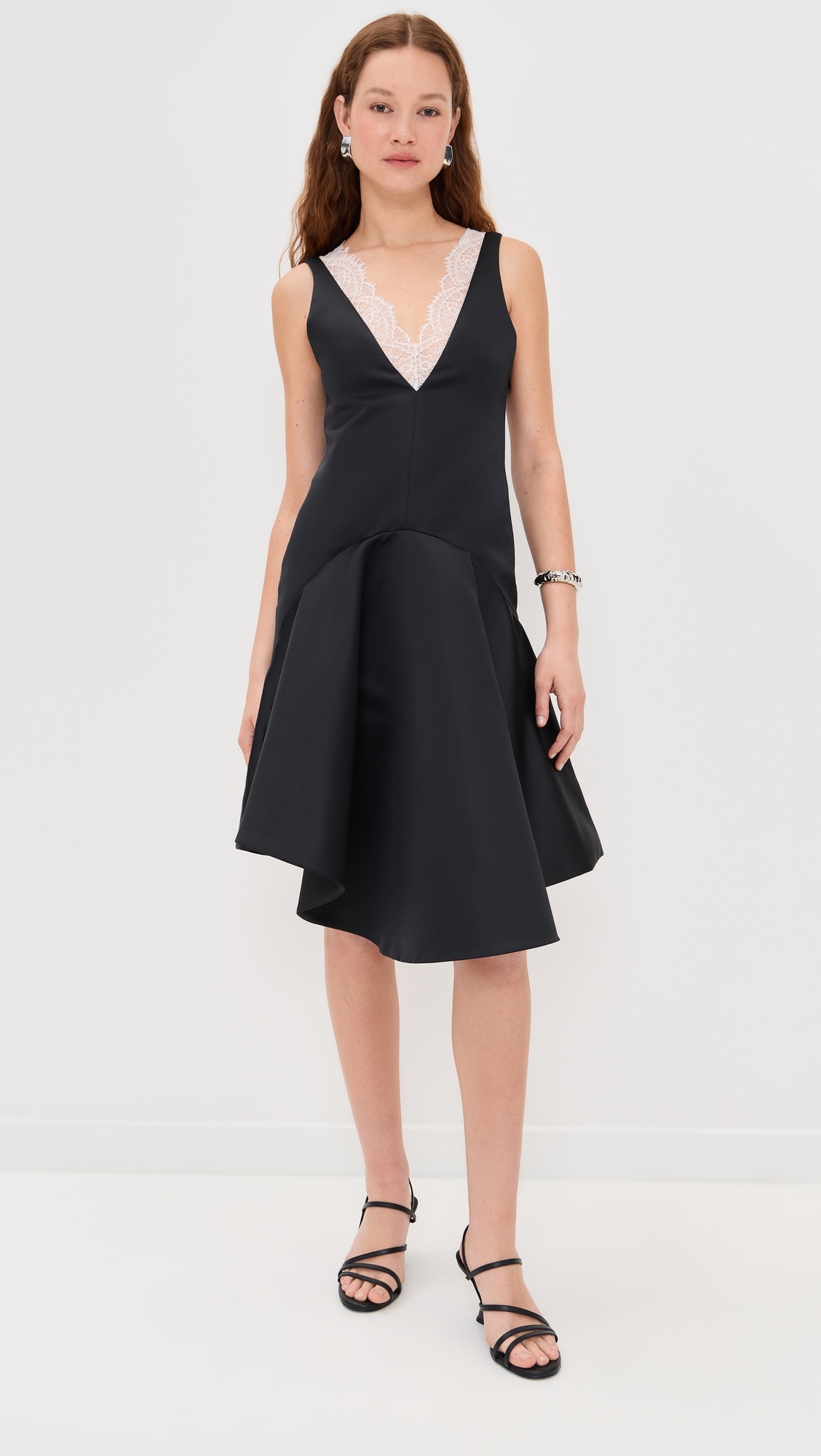 Draped Hem V Neck Dress - 6