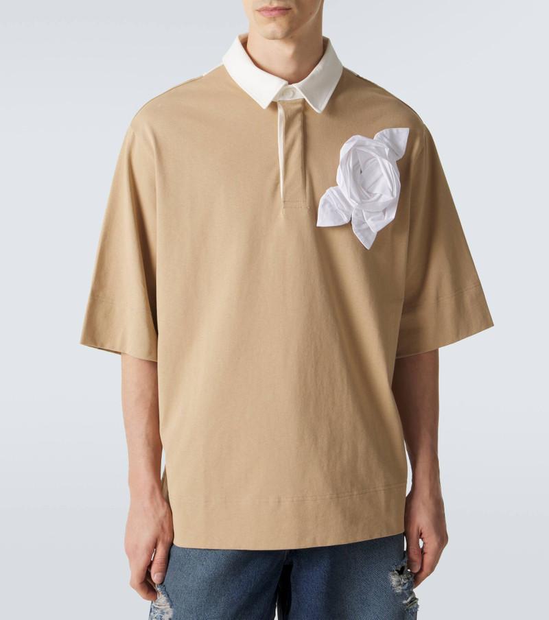 Floral-appliqué cotton jersey polo shirt 3