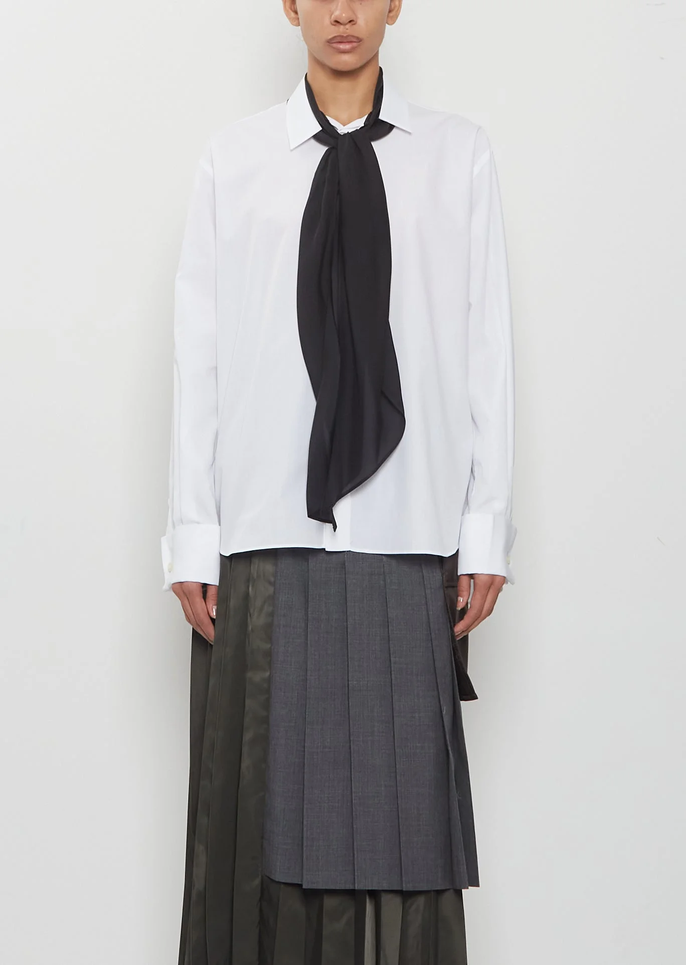 Poplin Shirt with Satin Tie - 1