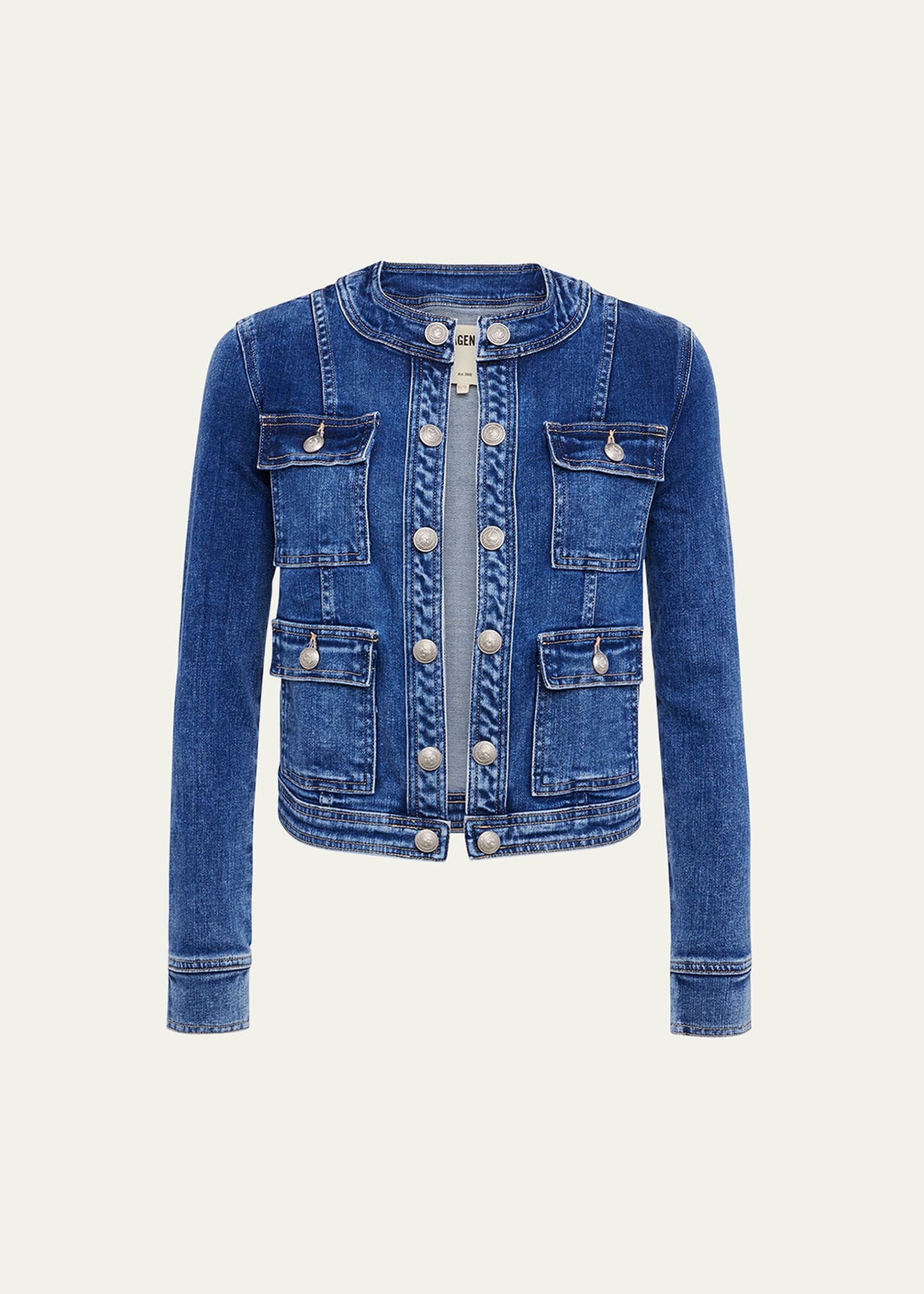 Yari Faded Collarless Denim Jacket - 1