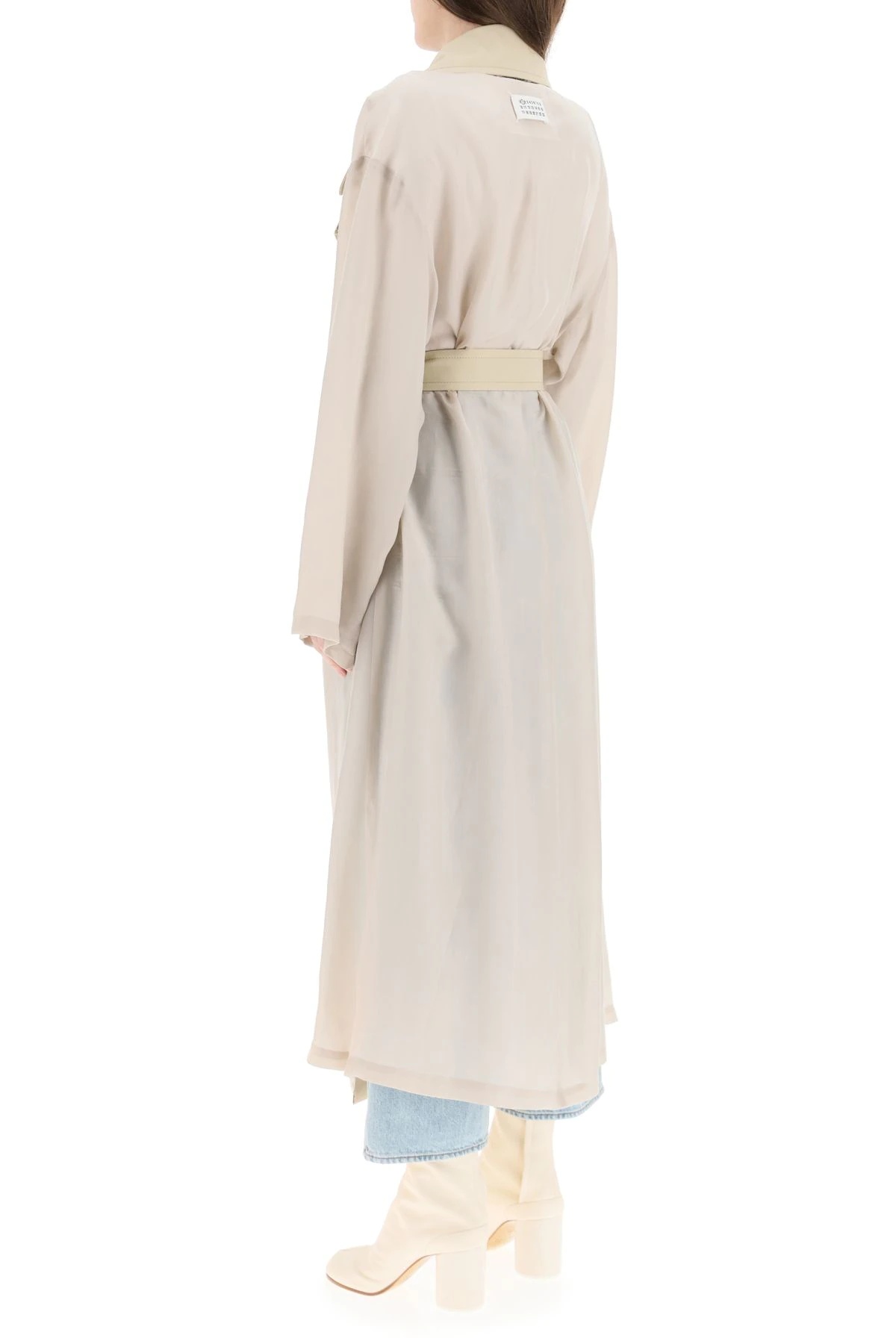 BI-MATERIAL TRENCH COAT - 4