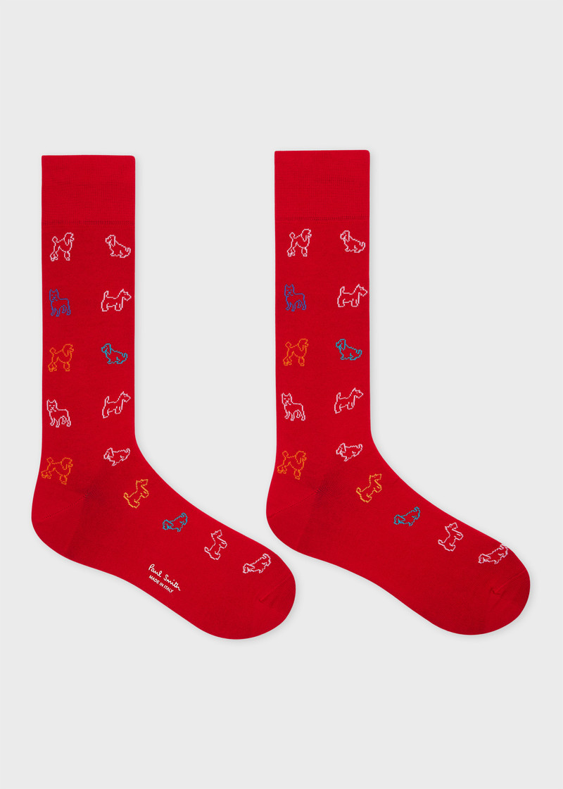 Paul Smith Red 'Dogs' Pattern Socks outlook