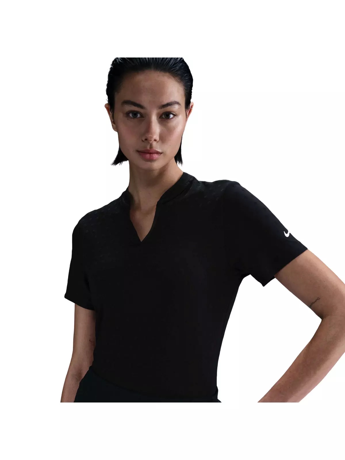 Women's Dri-FIT Tour Short-Sleeve Blade Jacquard AOJ Golf Polo -Black - 1