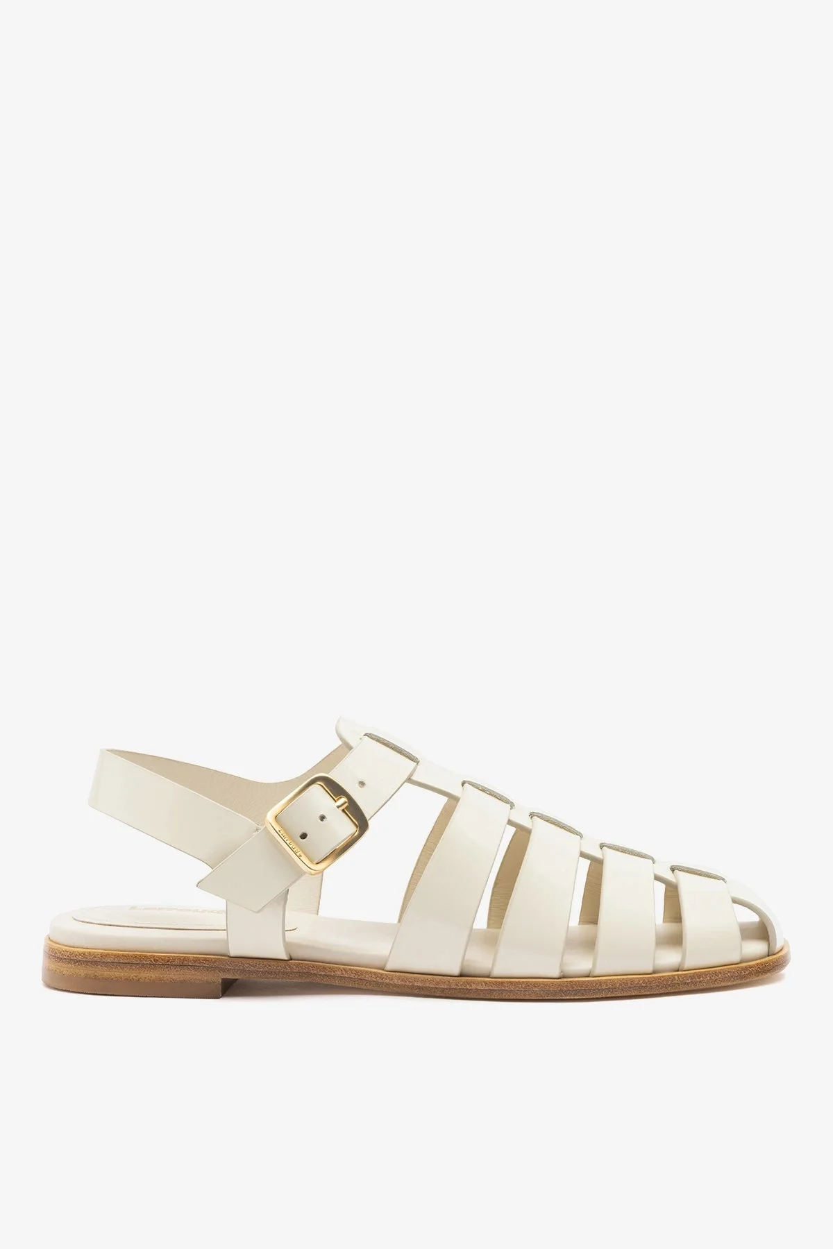 Stevie Flat Sandal In Ivory Box Leather - 1