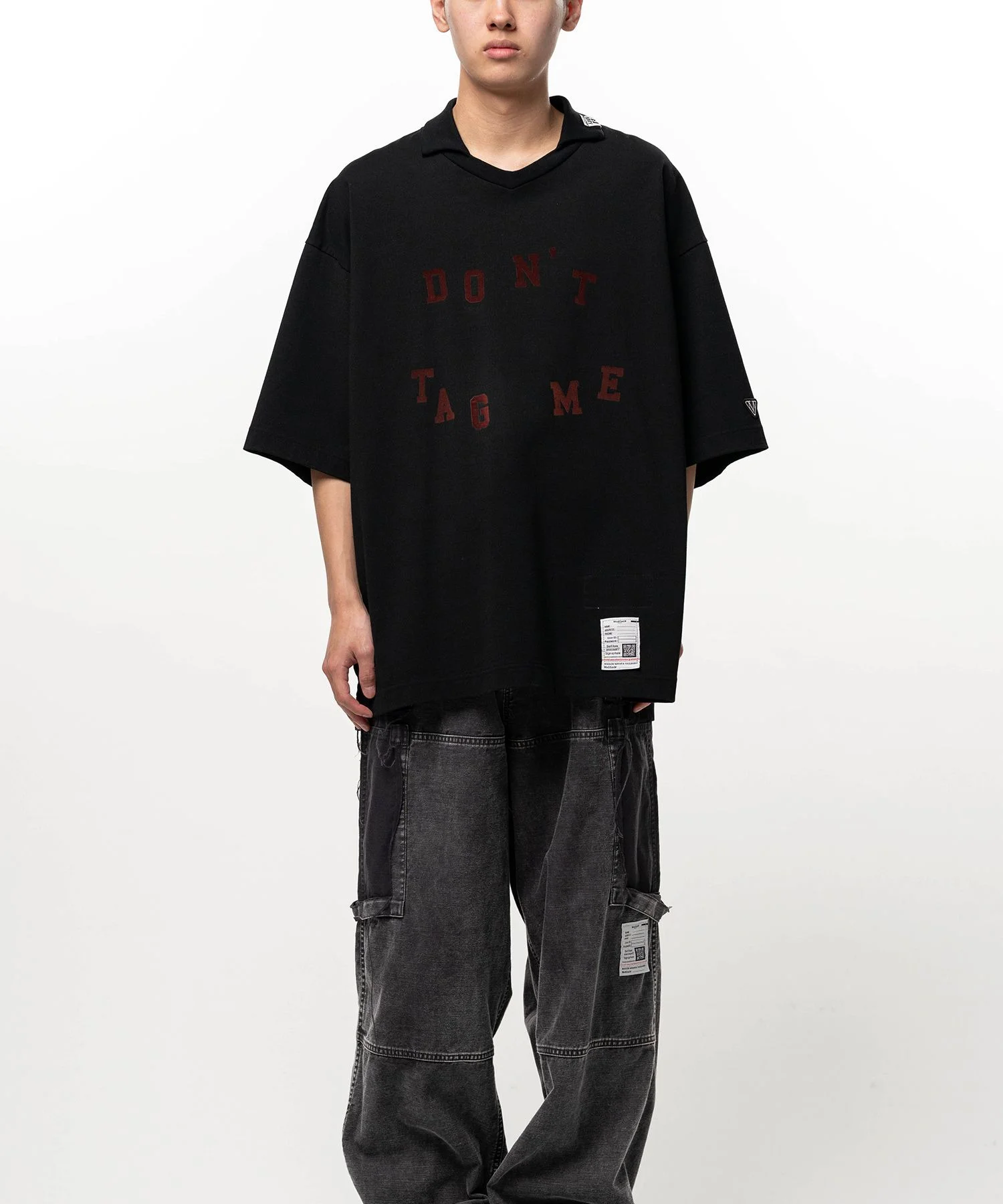 Don't Tag Me. Flocky Print Collared T-shirt - 1