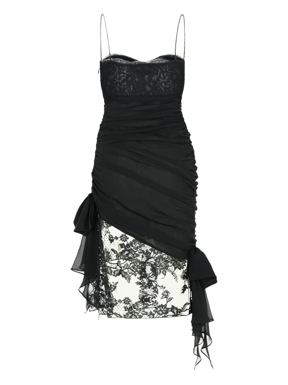 lace-trimmed bow mini dress - 3