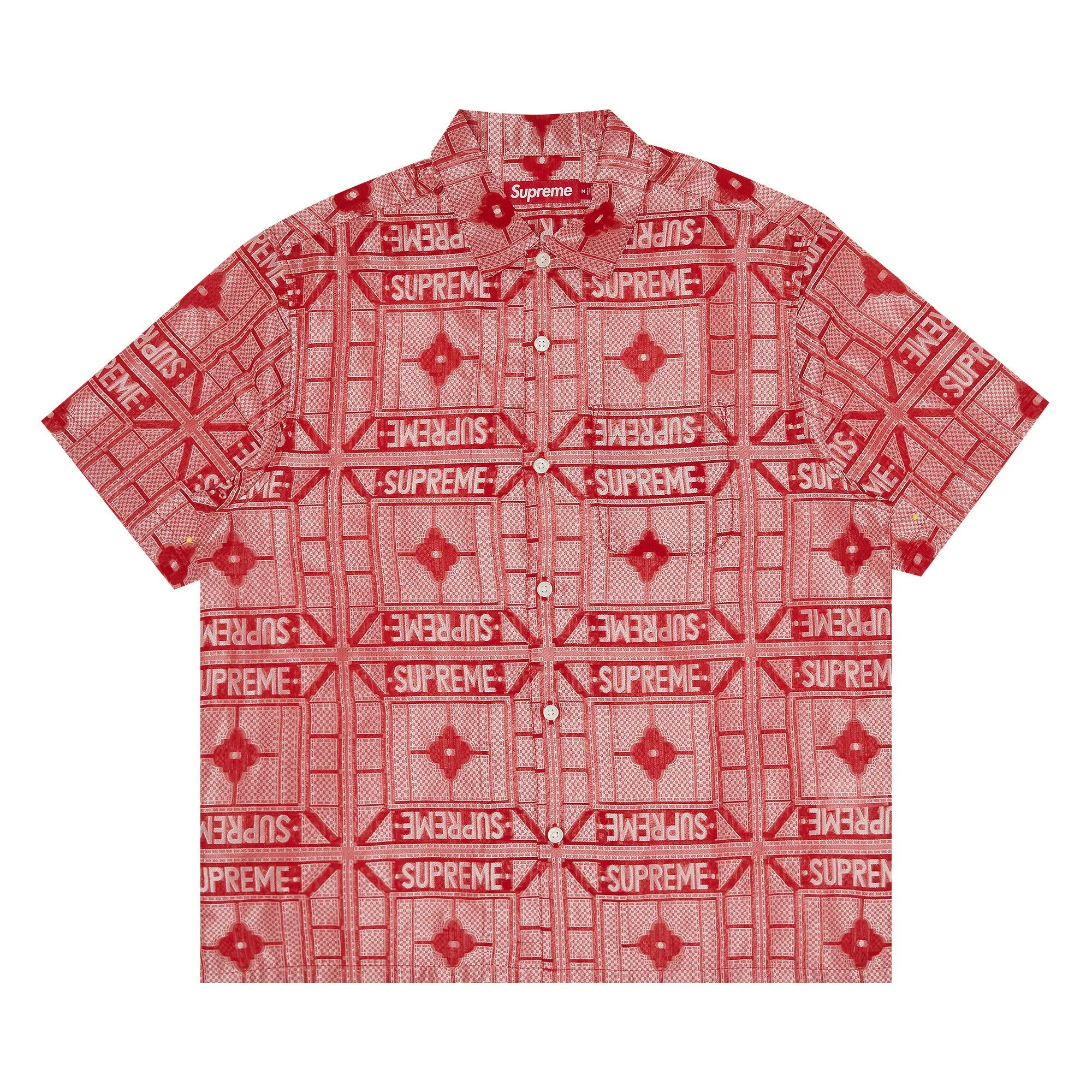 Supreme Tray Jacquard Short-Sleeve Shirt 'Red' - 1