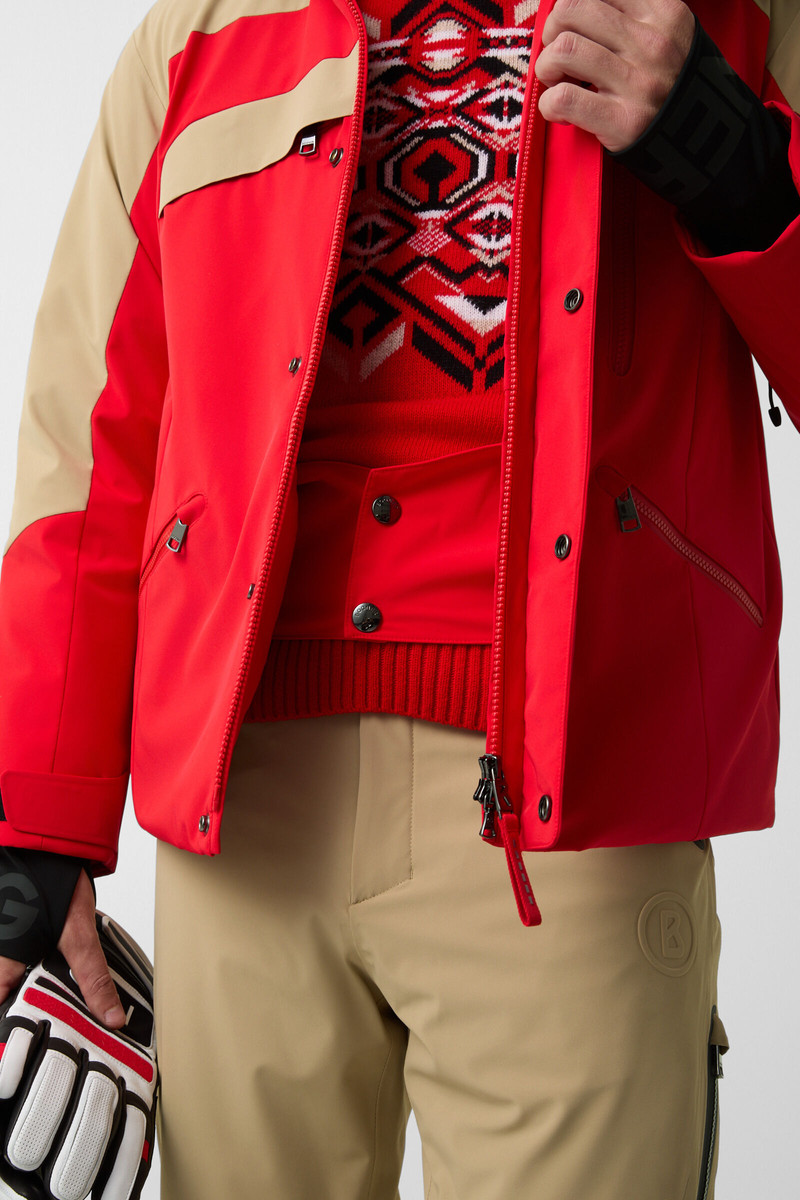 Danjo down ski jacket in Red/beige 9