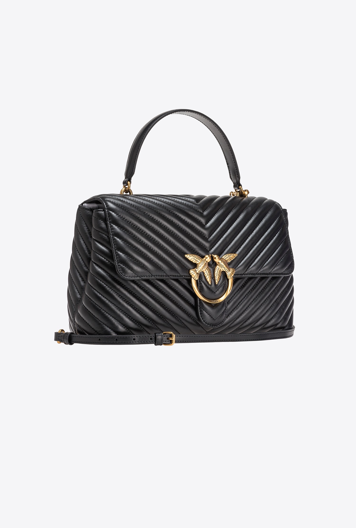 PINKO 104937Y3LEPAPPAGALLOL71 関税送料込 PINKO BIG LADY LOVE BAG PUFF CHEVRON | REVERSIBLE