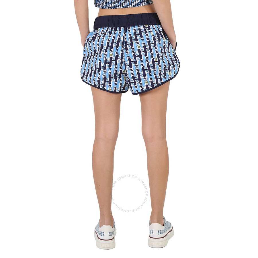 Moncler Grenoble Ladies Abstract Printed Shorts - Bright Blue - 6