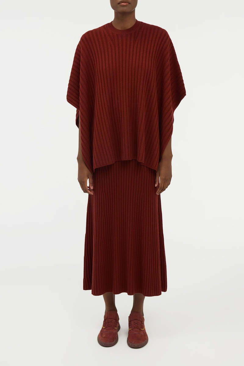 GABRIELA HEARST Baron Knit Cropped Poncho in Burnt Sienna Merino Wool Cashmere outlook