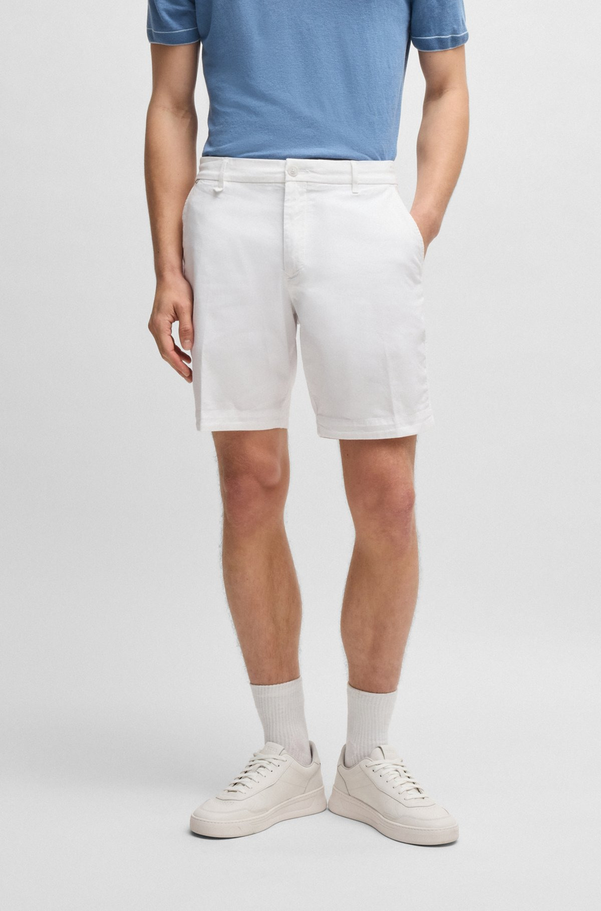 SLIM-FIT SHORTS IN STRETCH-COTTON TWILL - 2