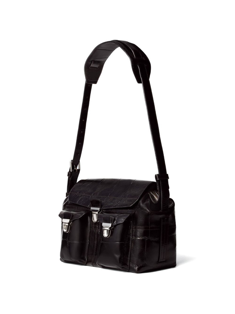medium Gear croco-embossed flap messenger bag 4