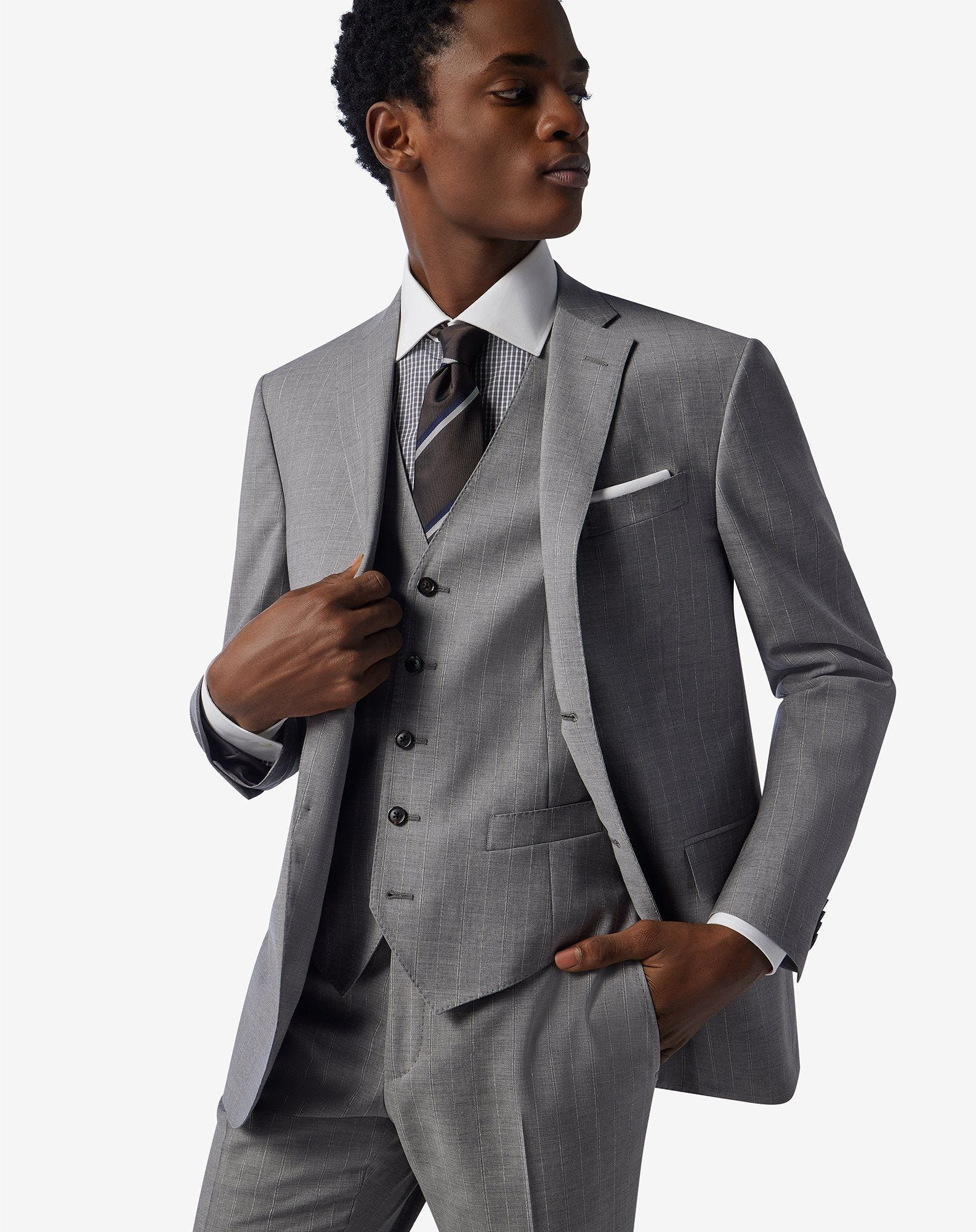 Grey wool and linen suit with waistcoat - 4