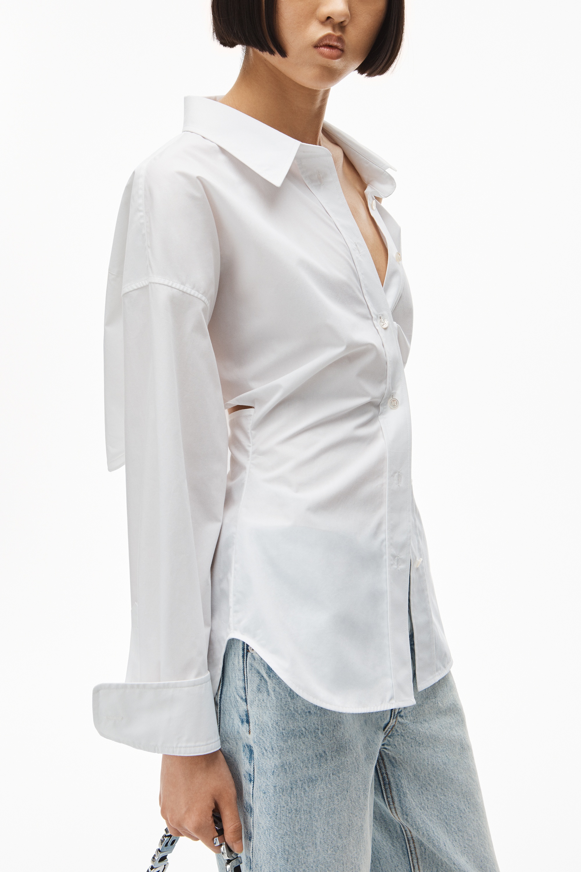 CUTOUT SHOULDER SHIRT IN COTTON - 3