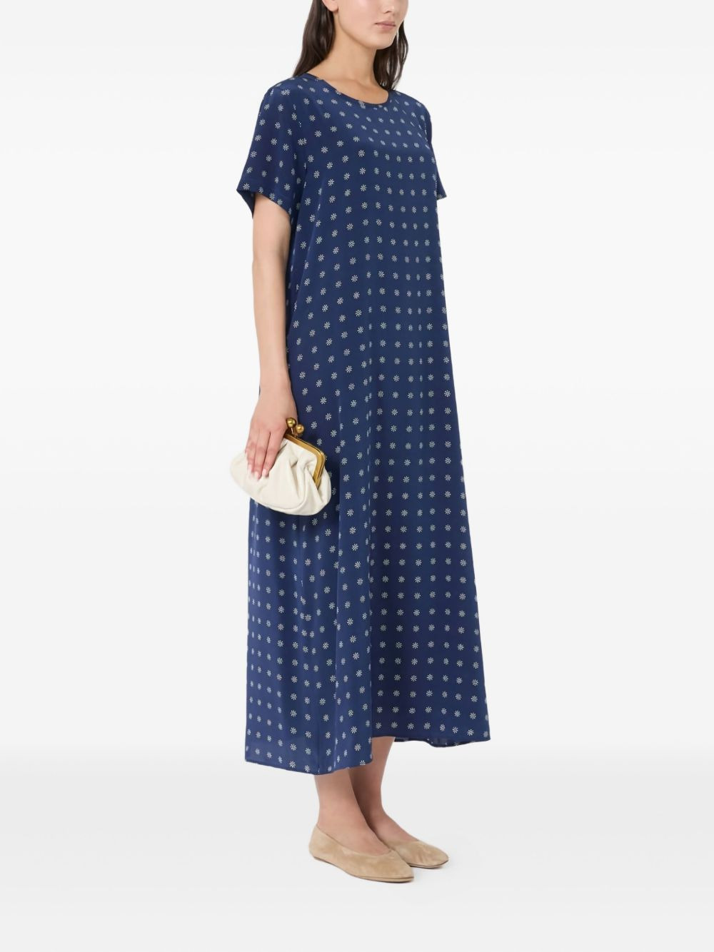 printed silk midi dress - 3
