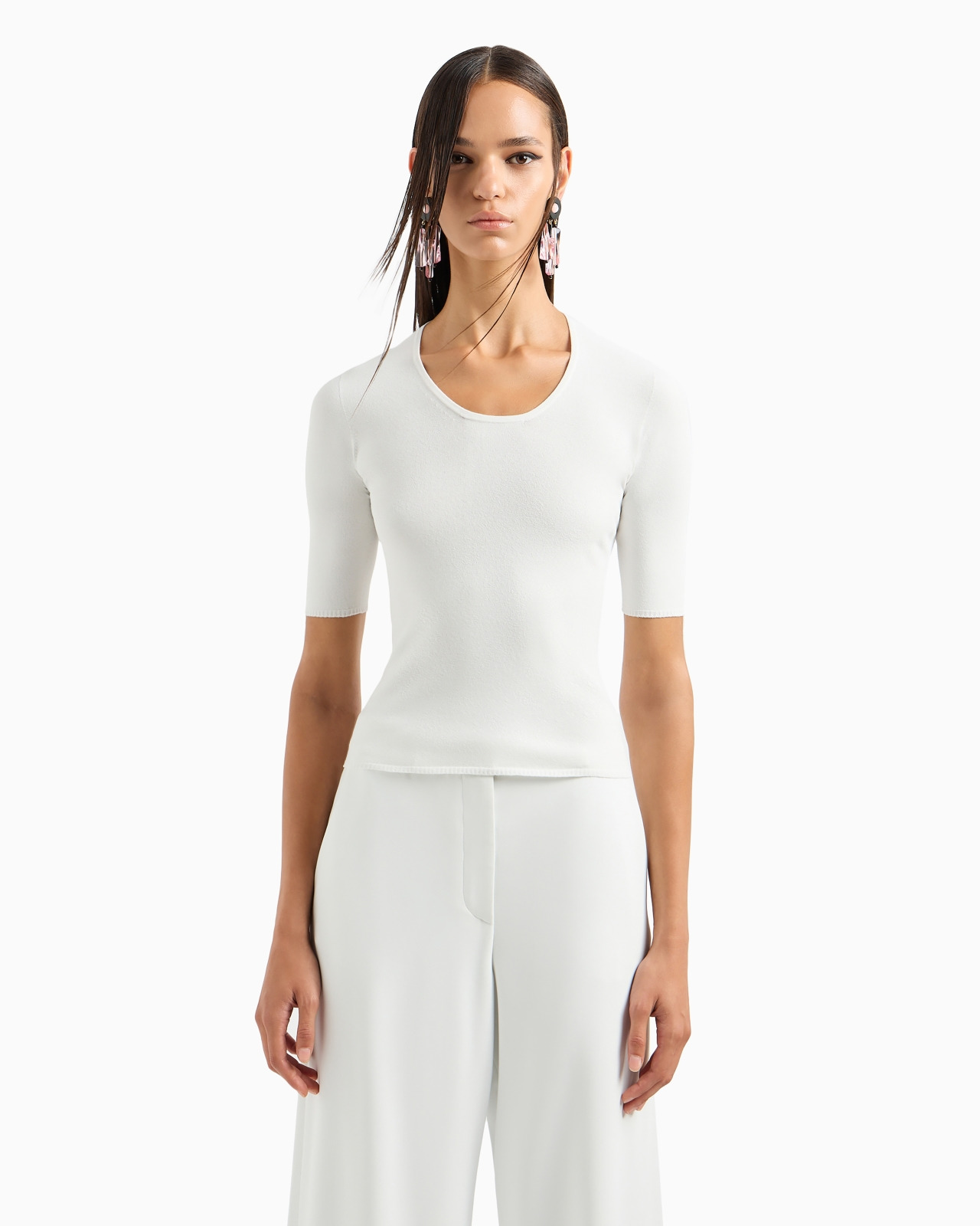 Viscose and wool blend jacquard crew-neck jumper - 2