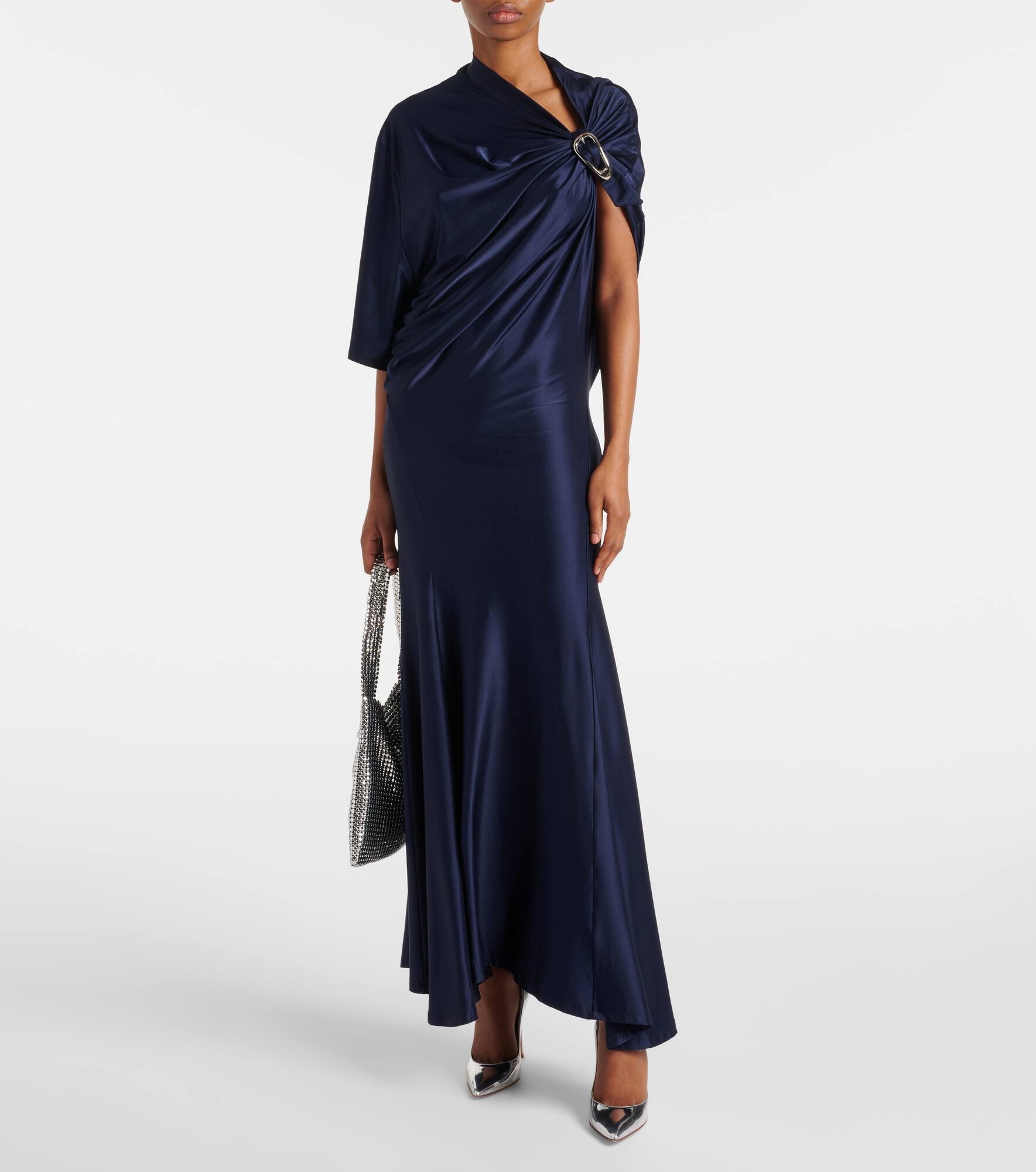 Draped asymmetric jersey maxi dress - 2