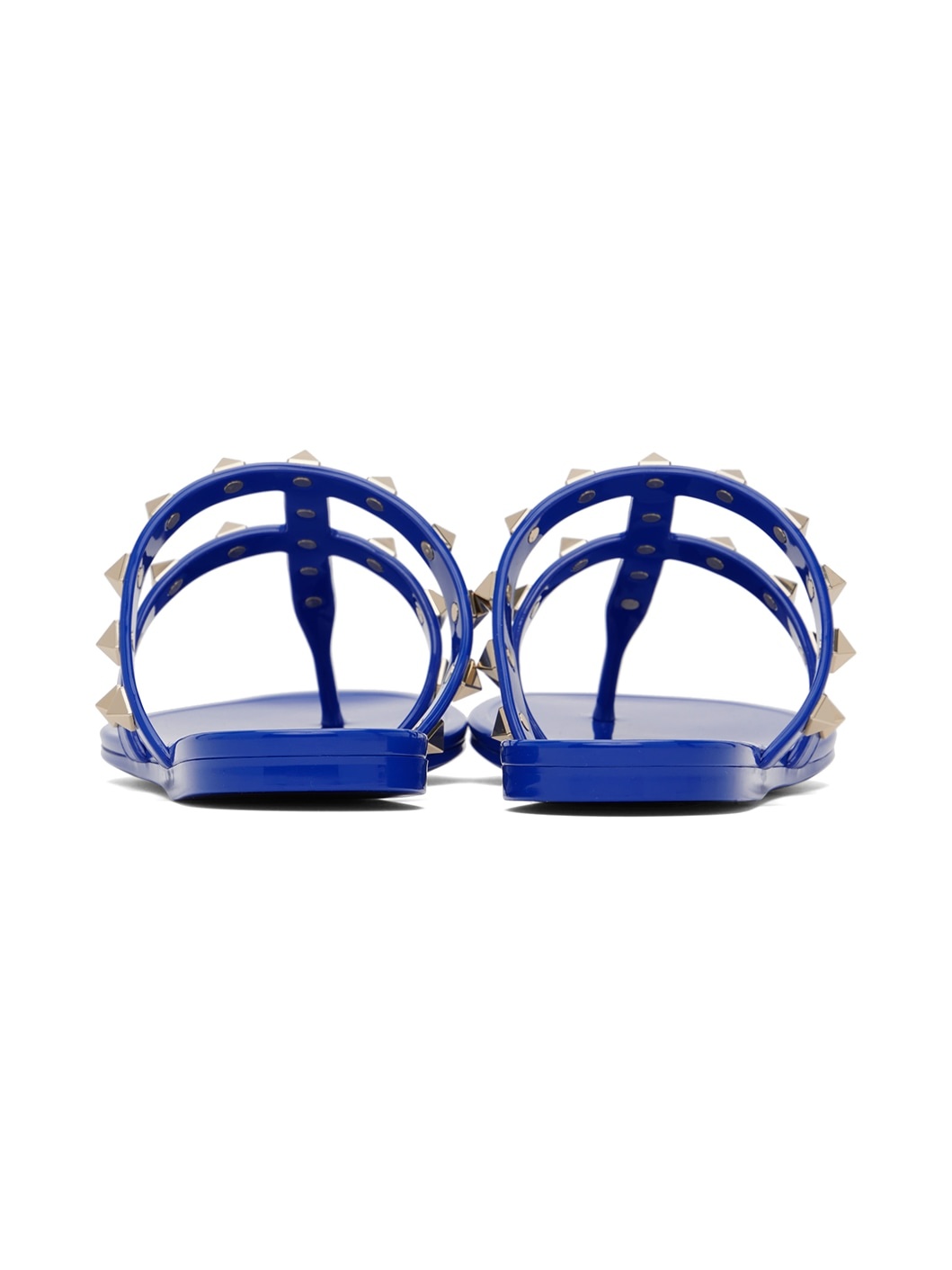 Blue Rockstud Rubber Flat Sandals - 2