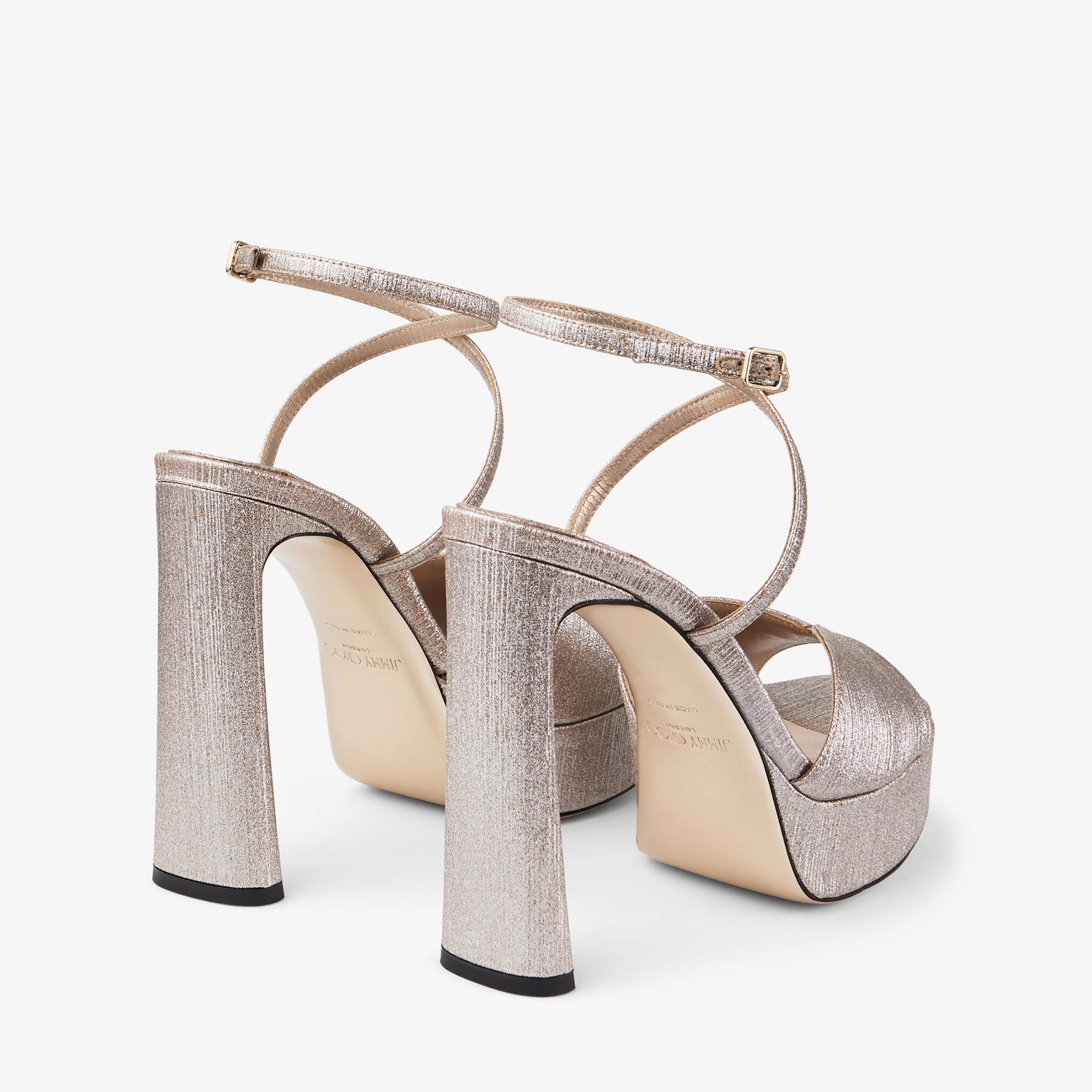 サンダル・ミュール JIMMY CHOO Karli Platform 125 Glitter Platform Sandals Karli 125 glitter platform sandals in metallic - Jimmy Choo
