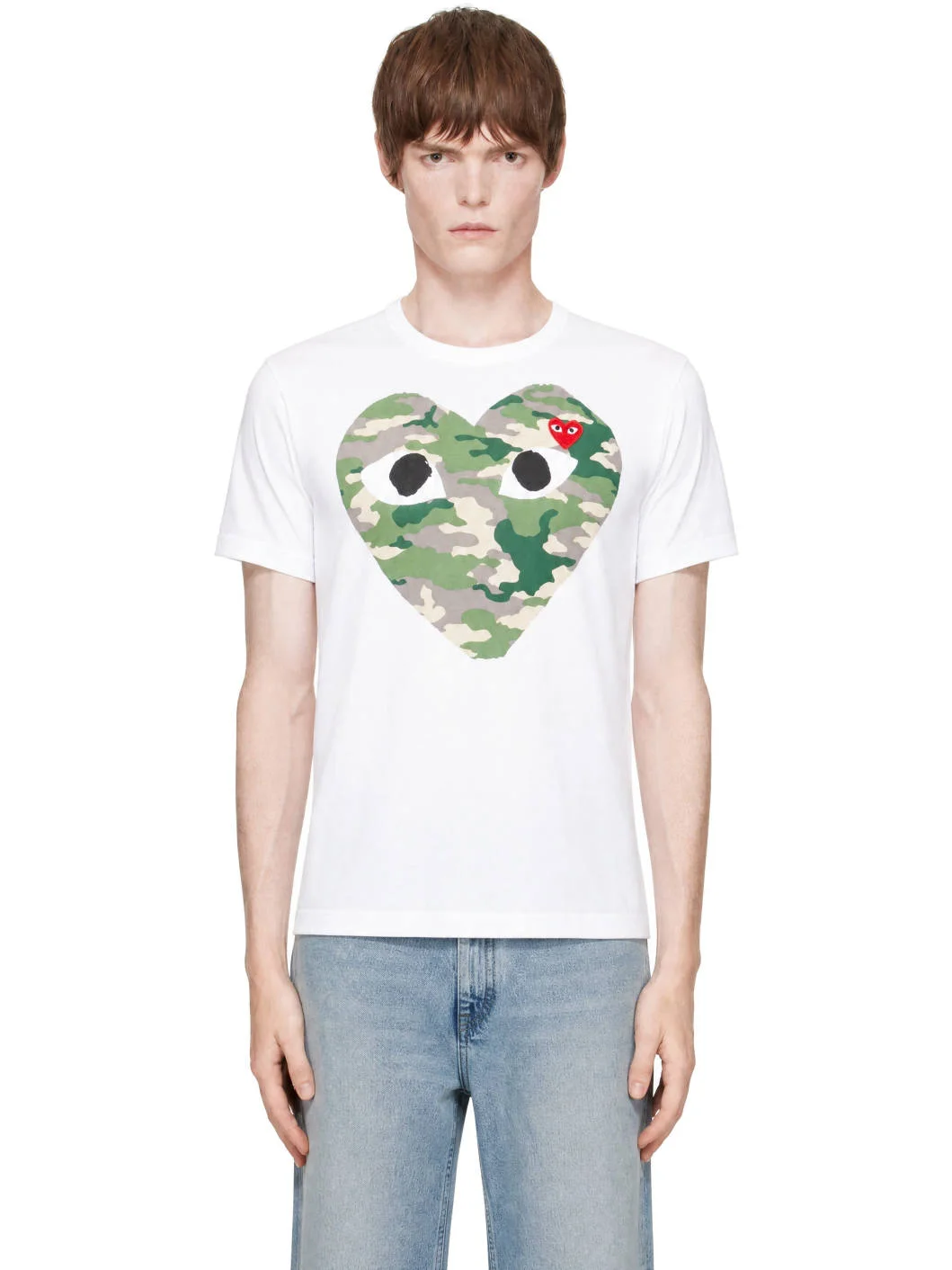 White Red Emblem Camo Heart T-shirt - 1