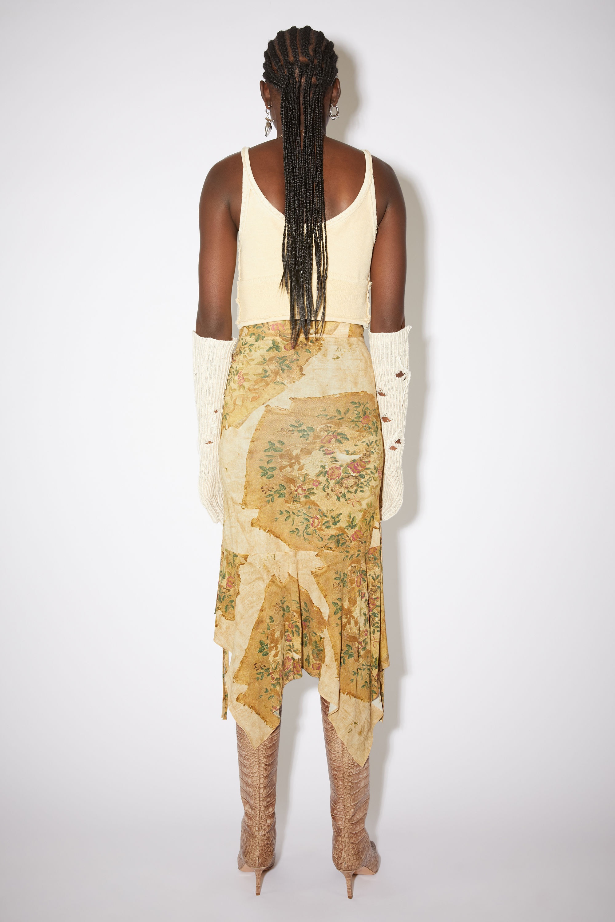 Asymmetric carpet print skirt - Beige/ecru - 3